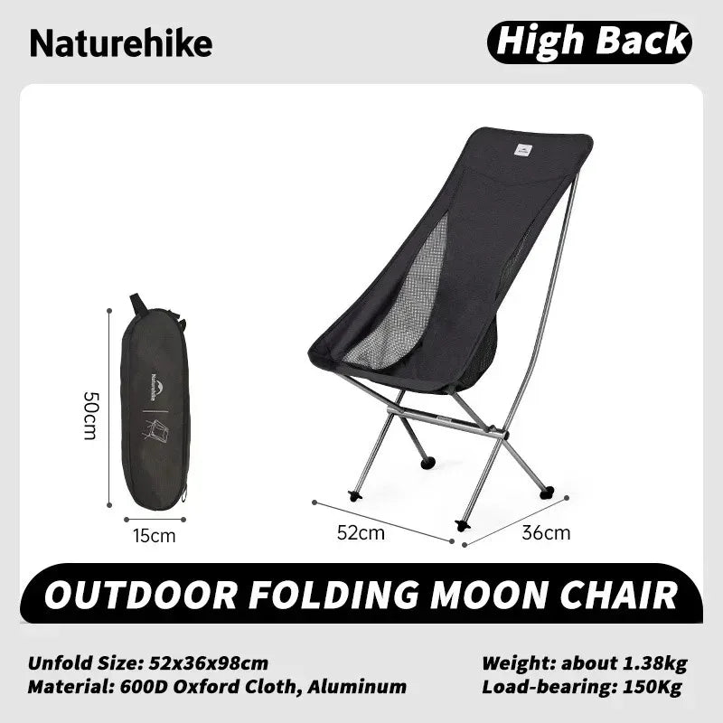 Naturehike Camping Chair L04 Folding Fishing Chair Ultralight Portable Aluminum Alloy Moon Chair Outdoor Picnic Relax Chair