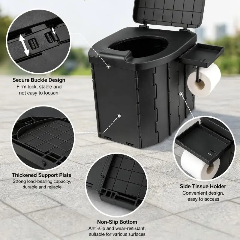Covered Outdoor Folding Toilet, Camping Toilet, Adult Vehicle-Mounted Toilet, Children's Portable Mobile Toilet
