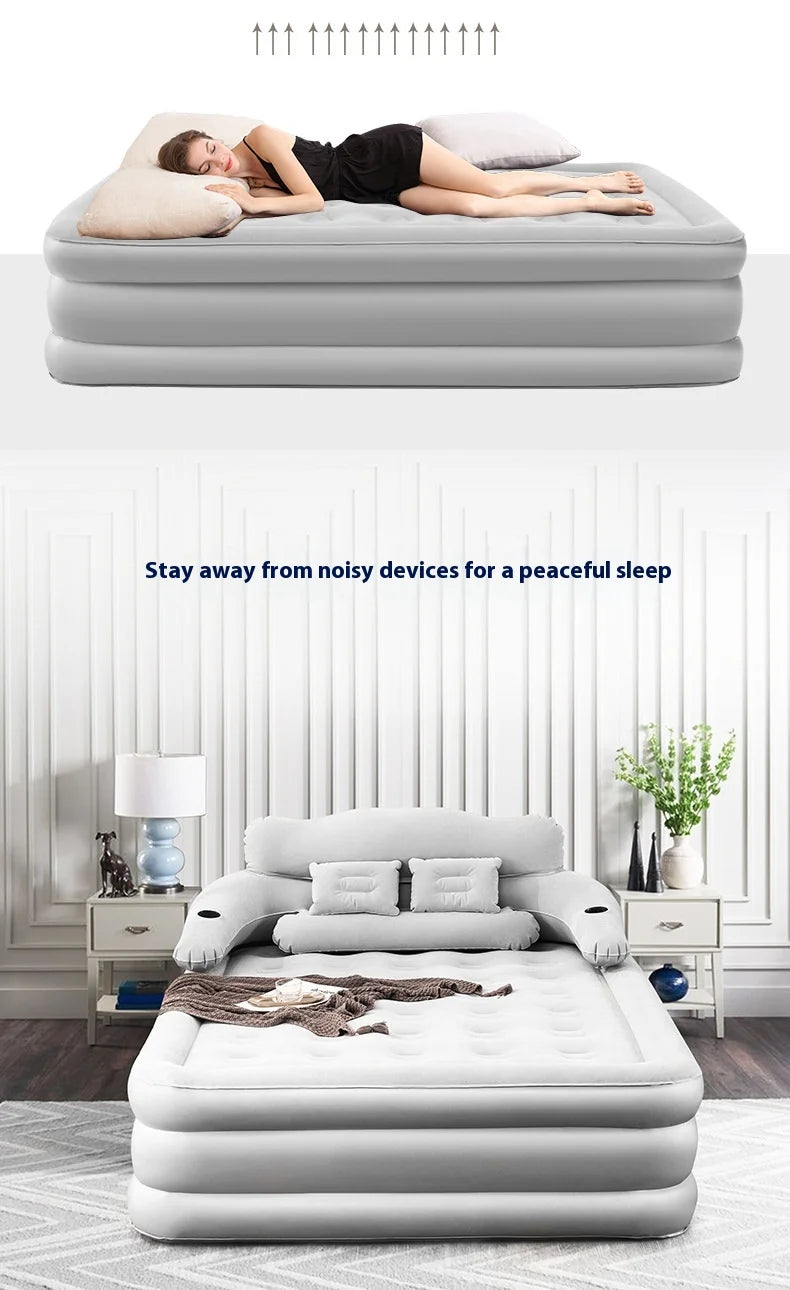 2 Persons Inflatable Mattress Indoor Outdoor Air Cushion 48cm High Bed Camping Folding Home Lazy Laying Soft Skin-friendly