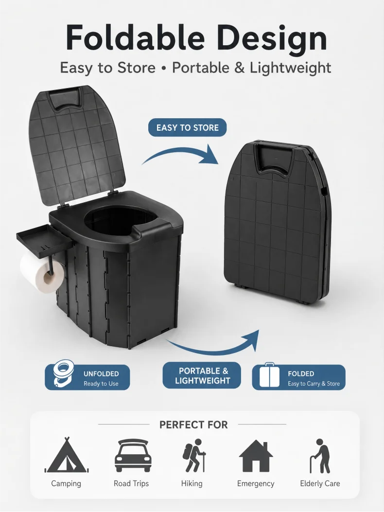Covered Outdoor Folding Toilet, Camping Toilet, Adult Vehicle-Mounted Toilet, Children's Portable Mobile Toilet