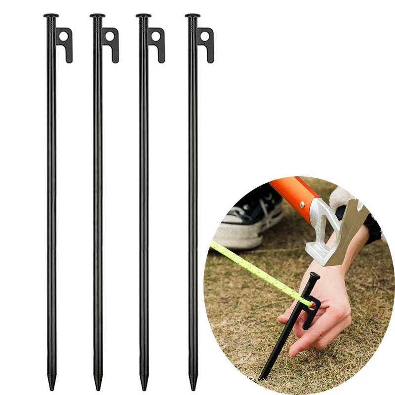 Tent Stakes Heavy Duty & Hammer Set  Steel Tent Pegs+Storage Bag +Fluorescent Rubber Circle for Camping Grassland,Canopies