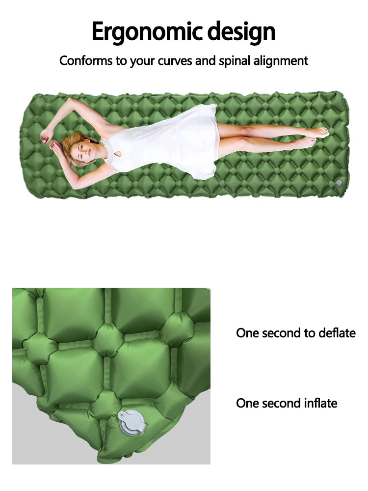 Camping Inflatable Mattress In Tent Folding Camp Bed Sleeping Pad Picnic Blanket Travel Air Mat Camping Equipment