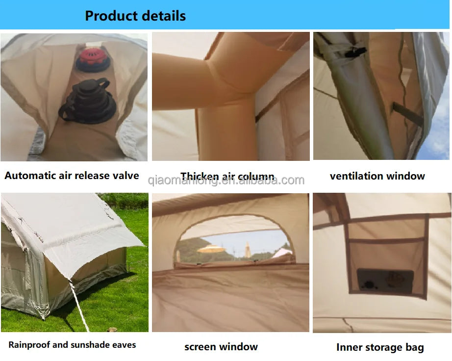 Inflatable Camping Tent - High Quality Waterproof Outdoor Four Seasons Windproof Tent For 2-4 People Use Travelling Large Space