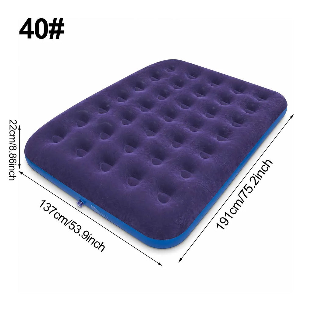 1PC Inflatable Air Mattress Bed with Built-in Pump, Flocked Surface Durable Portable Air Bed for Home Guest Camping Travel