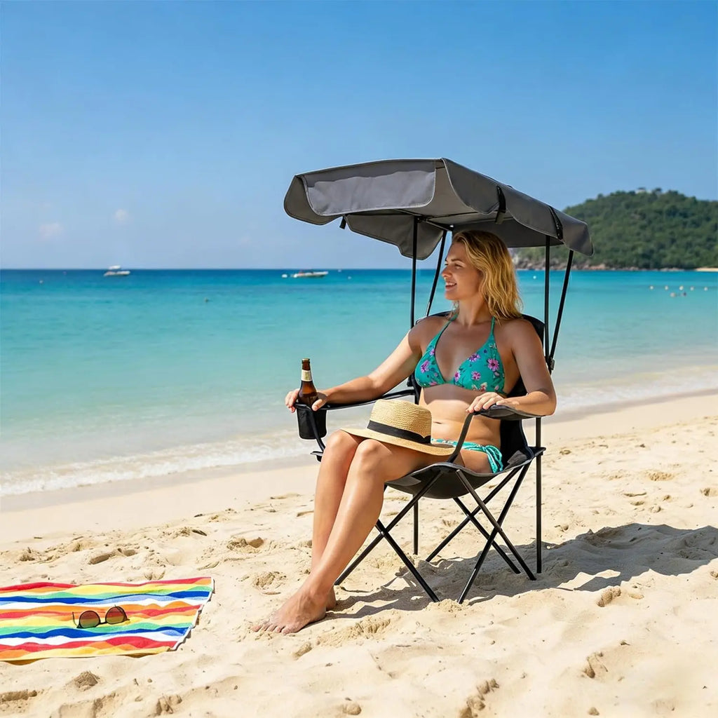 Oversized Camping Chair with Canopy