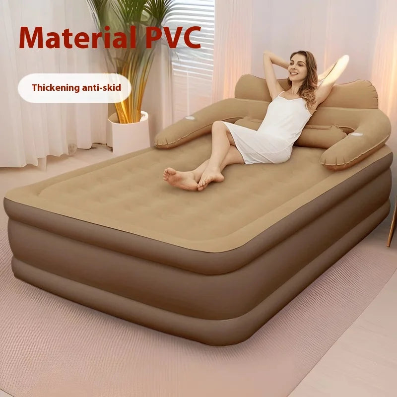 2 Persons Inflatable Mattress Indoor Outdoor Air Cushion 48cm High Bed Camping Folding Home Lazy Laying Soft Skin-friendly