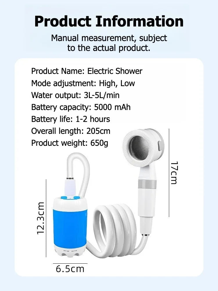 Portable Camp Shower Rechargeable Shower Outdoor Camping Shower Pet Shower Multiple Spray Modes for Camping,Hiking,Traveling,RV