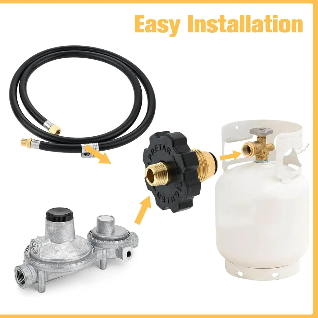 1/4"NPT Propane Extension Hose Kit- Soft Nose POL Propane Gas Fitting LP 1/4" NPT Male & Female Coupler 5FT High Pressure Hose