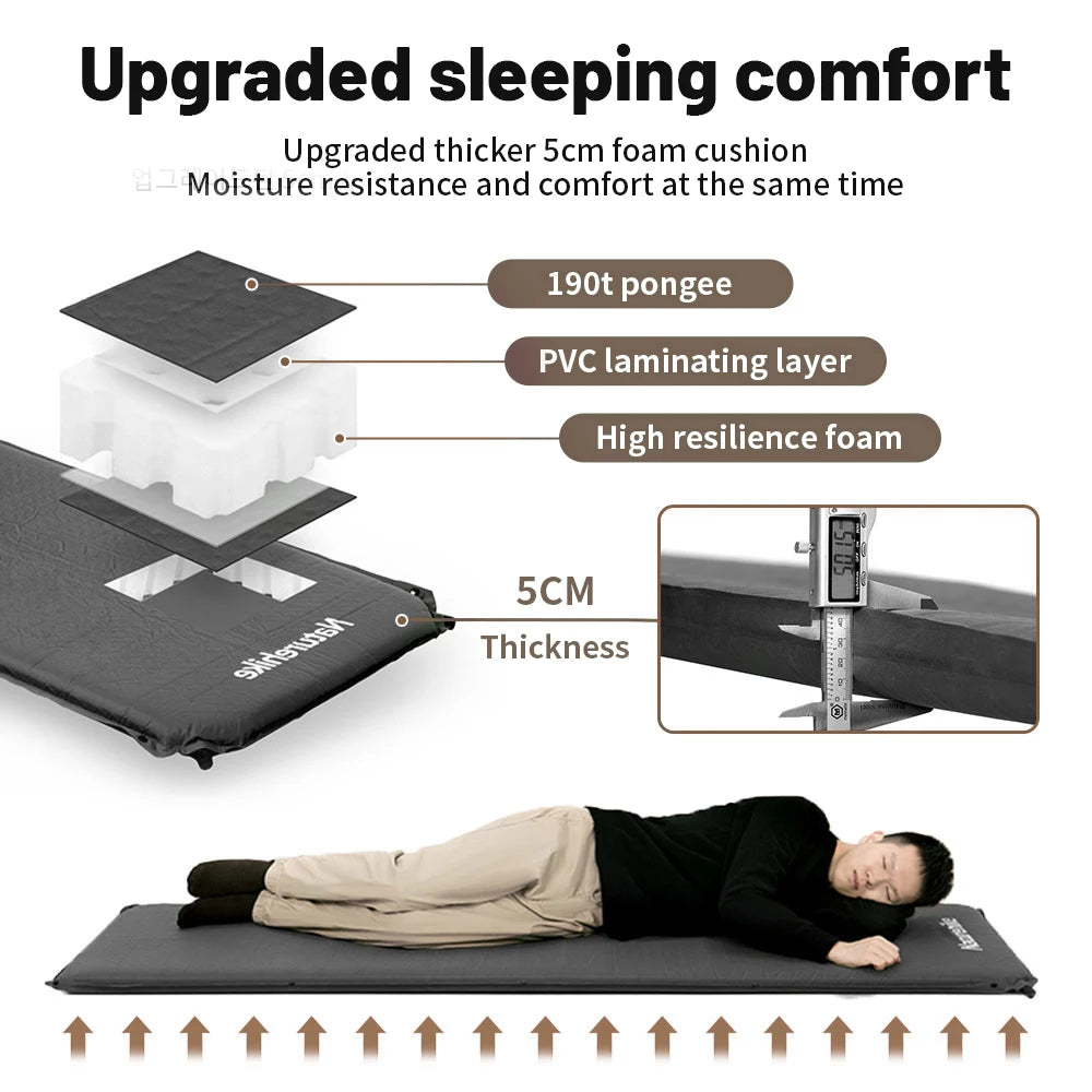 Naturehike Self-inflating Mattress D03 Inflatable Mattress 5CM Air Mattress Tourist Foam Sleeping Mat Camping Mat Tent Mattress
