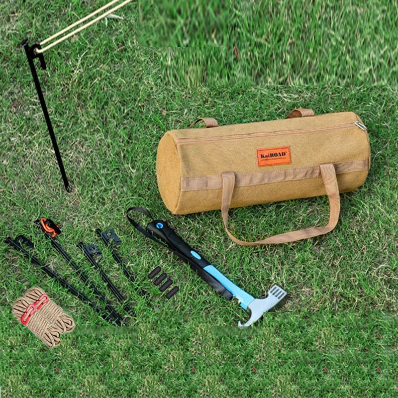 Tent Stakes Heavy Duty & Hammer Set  Steel Tent Pegs+Storage Bag +Fluorescent Rubber Circle for Camping Grassland,Canopies