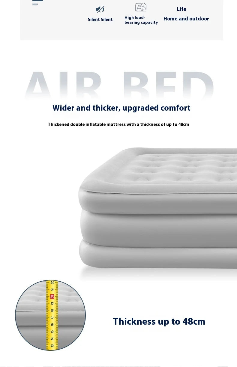 2 Persons Inflatable Mattress Indoor Outdoor Air Cushion 48cm High Bed Camping Folding Home Lazy Laying Soft Skin-friendly