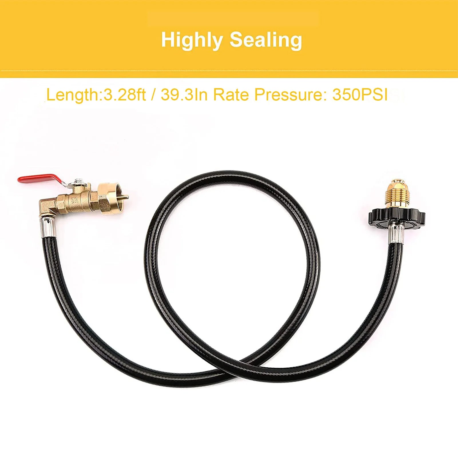 Propane Refill Adapter Hose 39.3in Propane Extension Hose Propane Refill Hose with ON-Off Control Valve For Outdoor Camping