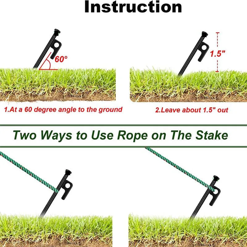Tent Stakes Heavy Duty & Hammer Set  Steel Tent Pegs+Storage Bag +Fluorescent Rubber Circle for Camping Grassland,Canopies