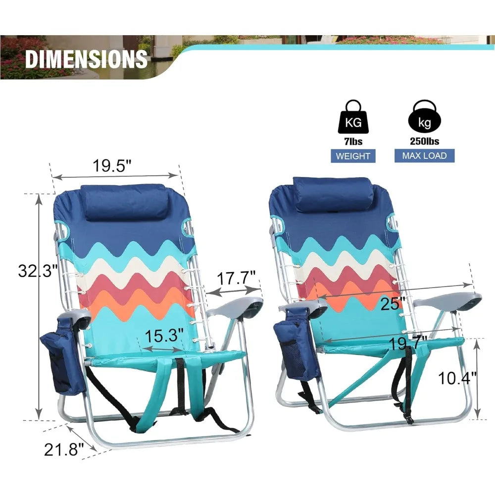 2-Pack Reclining Beach Chairs