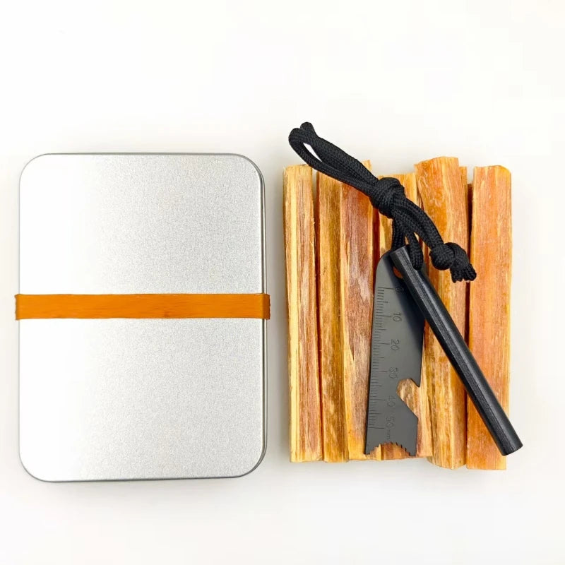 Fatwood Ferro Rod Fire Starter Kit Portable Tinder Box Survival Camping Emergency Outdoor Ignition Tool Set