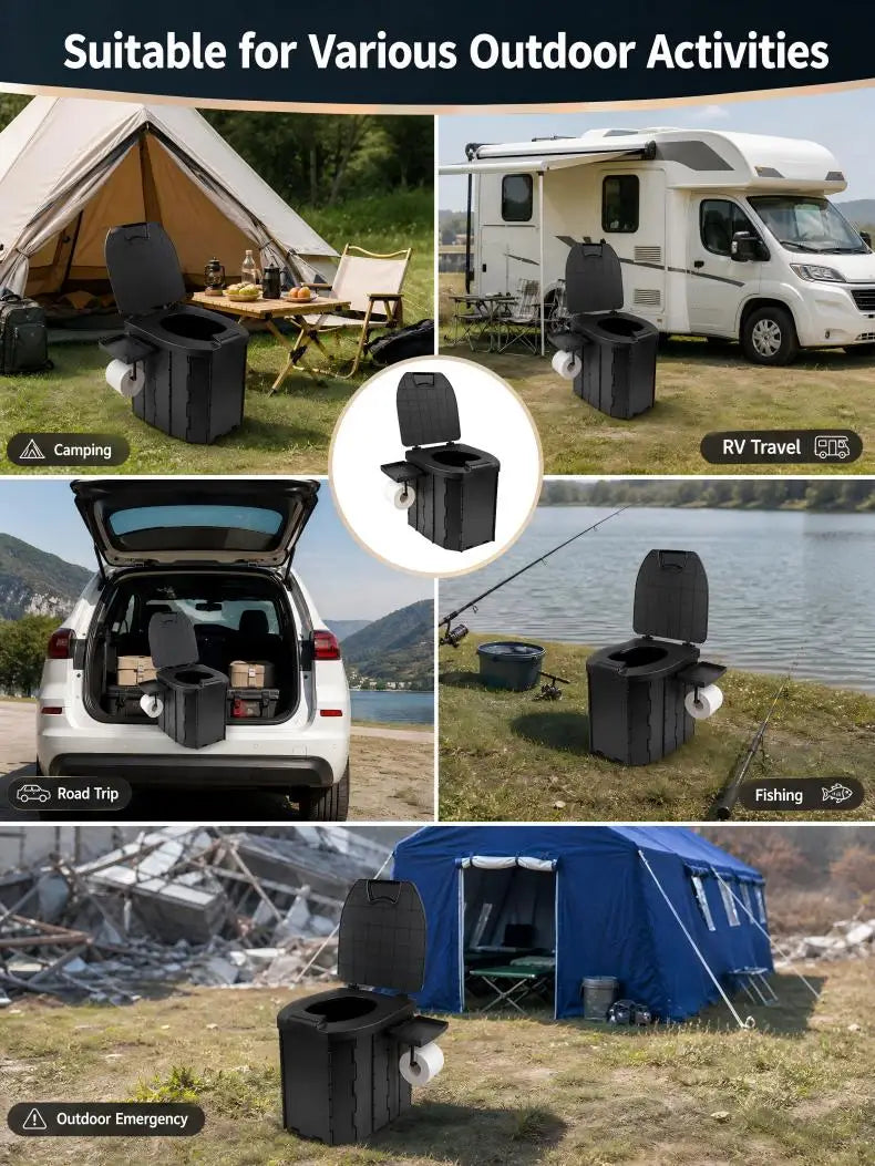 Covered Outdoor Folding Toilet, Camping Toilet, Adult Vehicle-Mounted Toilet, Children's Portable Mobile Toilet
