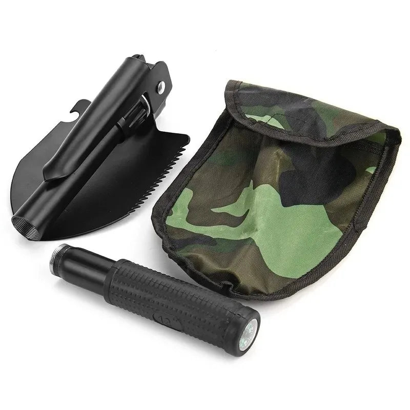 1PC Military Shovel Outdoor Multifu Outdoor Camping Shovel Outdoor Equipment Survival Engineer Shovel with Compass.