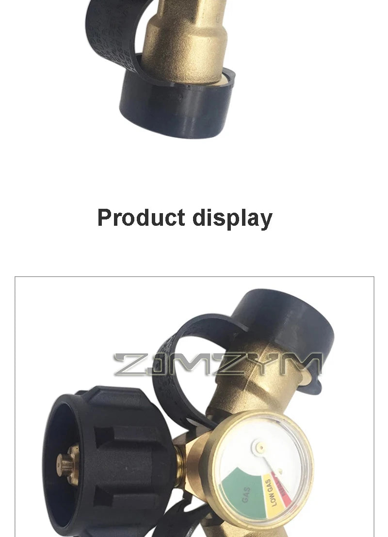 Propane Splitter, Propane Tank Y Splitter Adapter With Gauge, 2 Way Gas Adapter Tee Connector For Propane Tank Cylinder