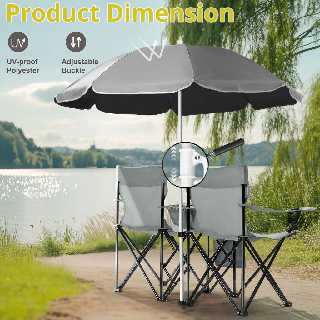 Double Camping Chair with Umbrella Table