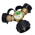 Propane Splitter, Propane Tank Y Splitter Adapter With Gauge, 2 Way Gas Adapter Tee Connector For Propane Tank Cylinder