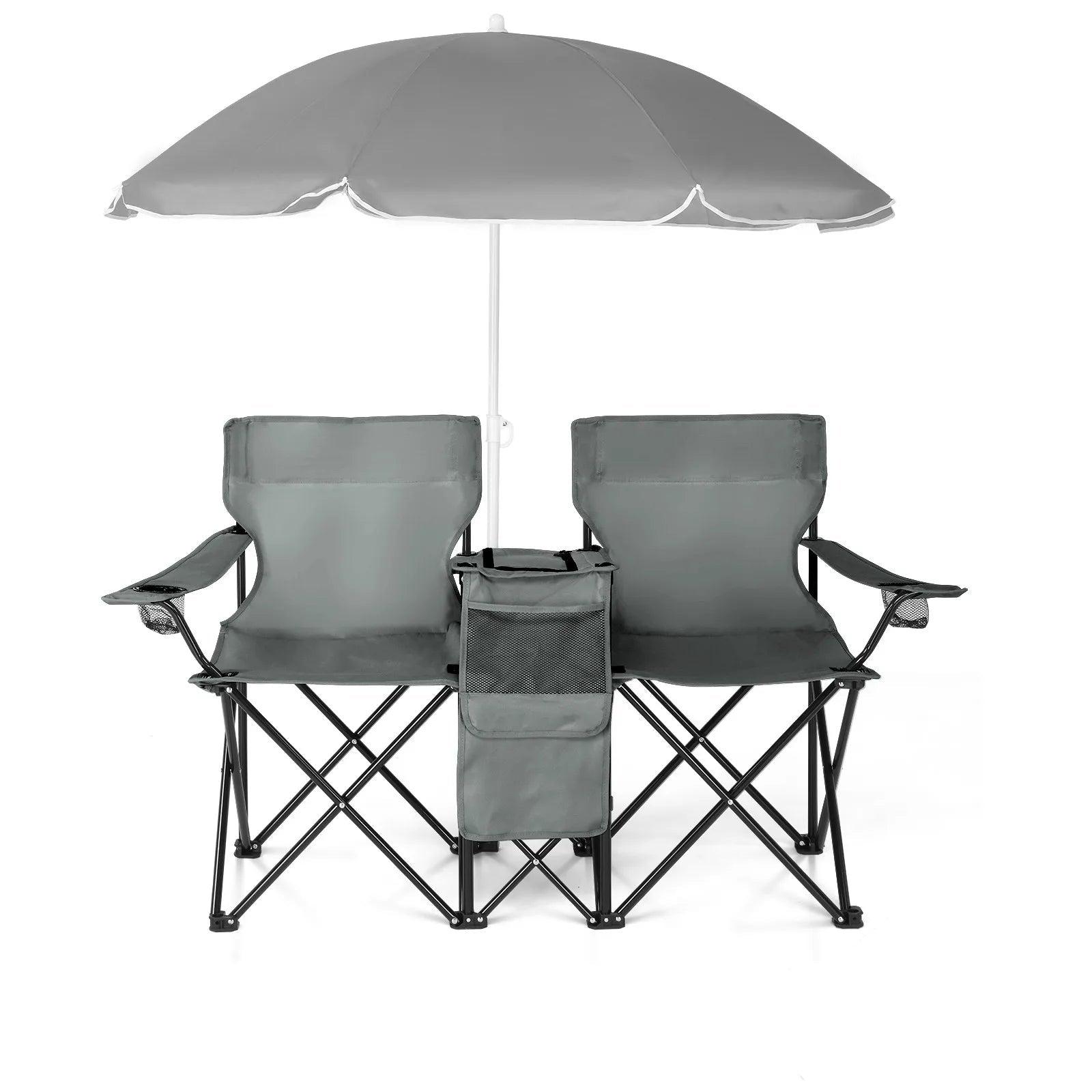 Double Camping Chair with Umbrella Table