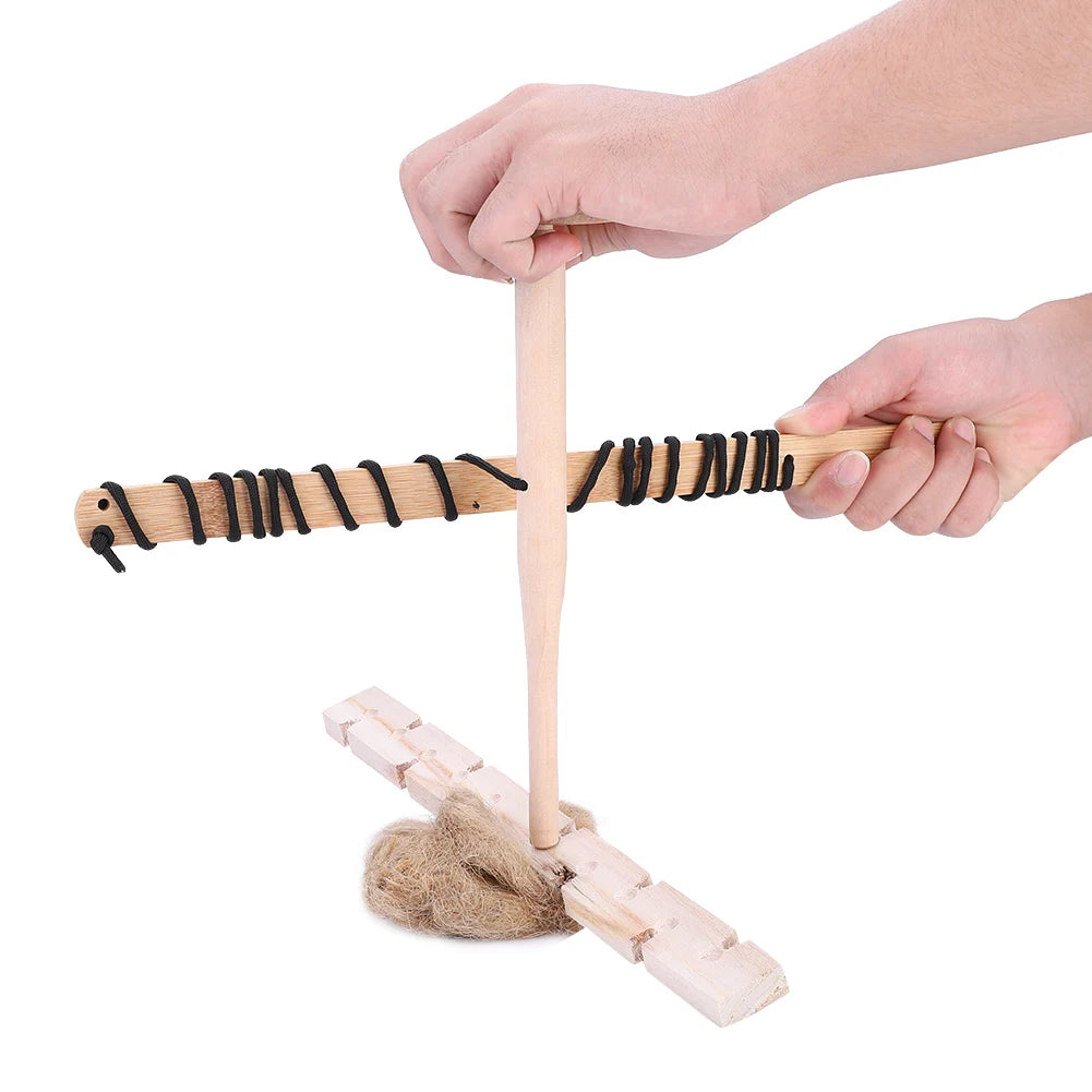 Fire Making Tool Outdoor Emergency Fire Tool Wood Drilling Fire Making Tool Survival Emergency Ignitor Kit for Outdoor Camping