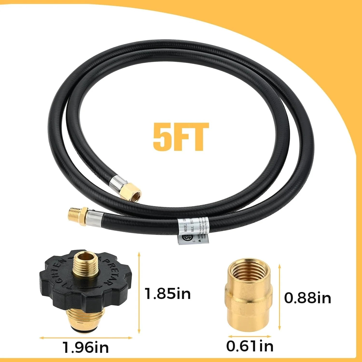 1/4"NPT Propane Extension Hose Kit- Soft Nose POL Propane Gas Fitting LP 1/4" NPT Male & Female Coupler 5FT High Pressure Hose