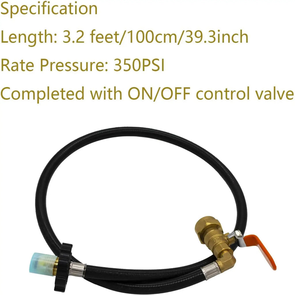 Propane Refill Adapter Hose 39.3in Propane Extension Hose Propane Refill Hose with ON-Off Control Valve For Outdoor Camping