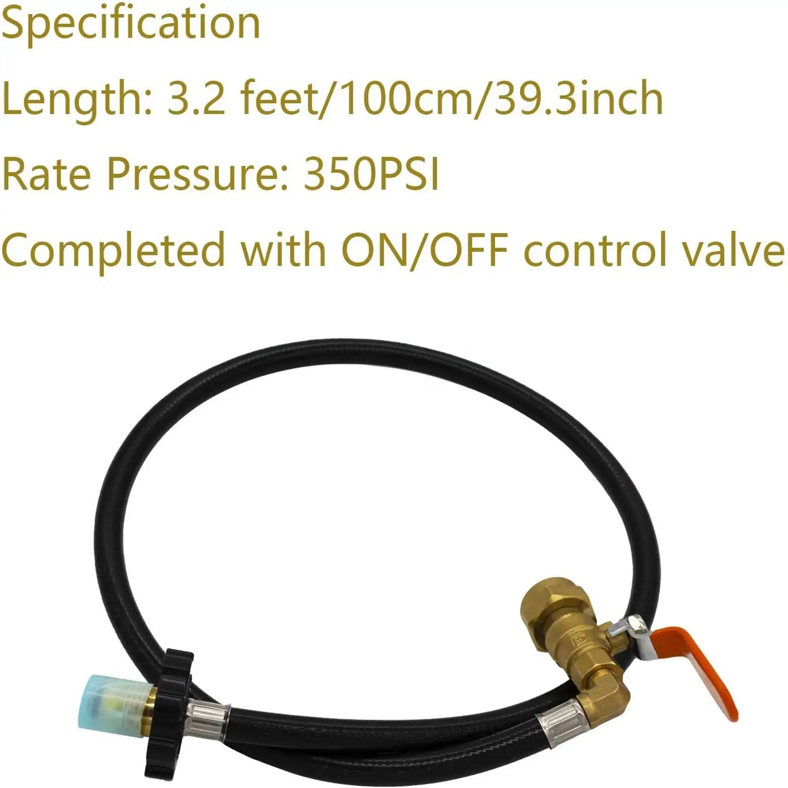 Propane Refill Adapter Hose 39.3in Propane Extension Hose Propane Refill Hose with ON-Off Control Valve For Outdoor Camping