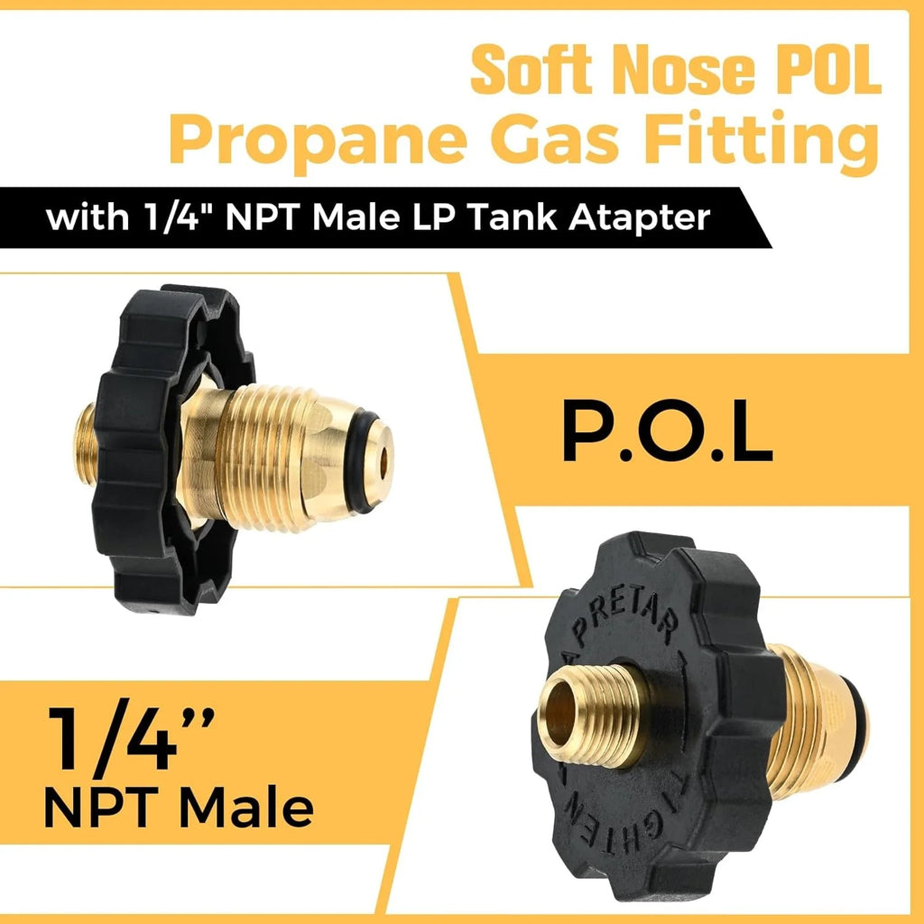 1/4"NPT Propane Extension Hose Kit- Soft Nose POL Propane Gas Fitting LP 1/4" NPT Male & Female Coupler 5FT High Pressure Hose