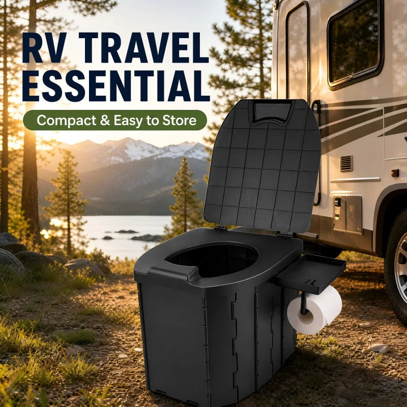 Covered Outdoor Folding Toilet, Camping Toilet, Adult Vehicle-Mounted Toilet, Children's Portable Mobile Toilet