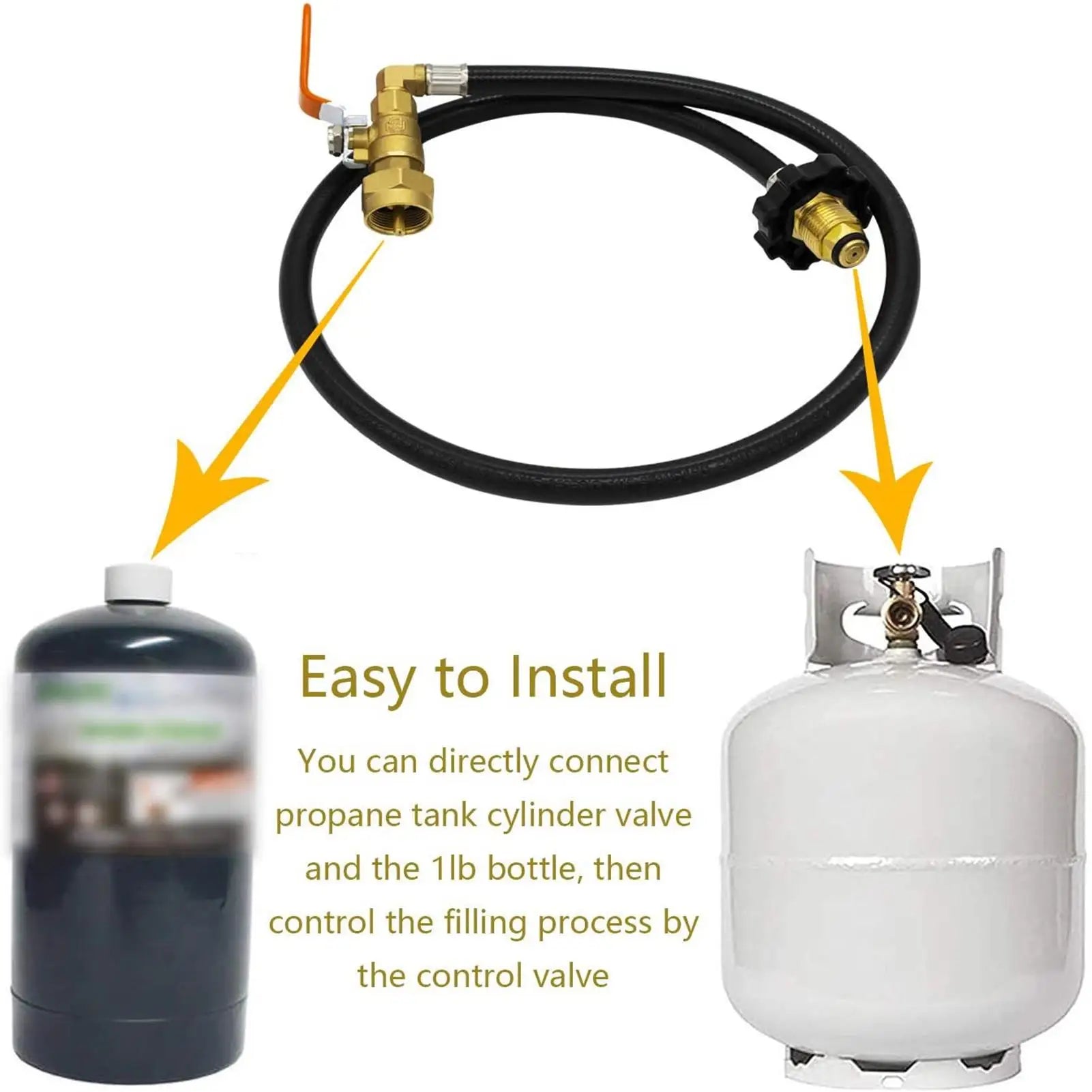 Propane Refill Adapter Hose 39.3in Propane Extension Hose Propane Refill Hose with ON-Off Control Valve For Outdoor Camping