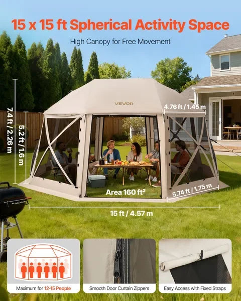 15x15 Pop-Up Screen Gazebo Tent