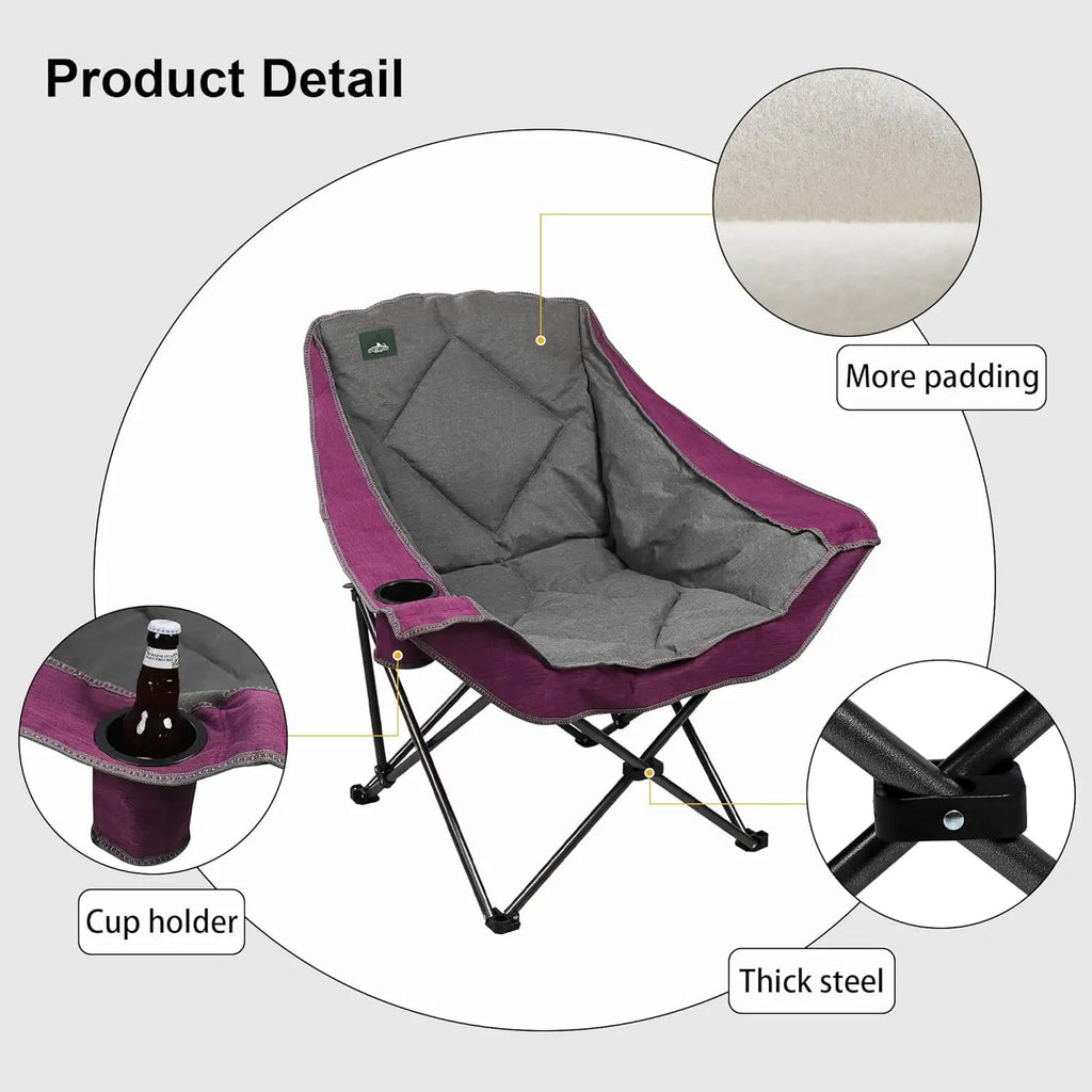 Oversized Camping Chair with Cup Holder