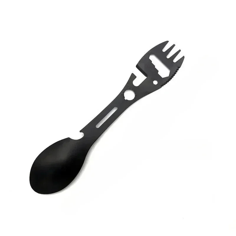 Camping Utensils Set Stainless Steel Outdoor Survival Gear 5 in 1 Tableware Travel Hiking Cutlery Fork Spoon Opener