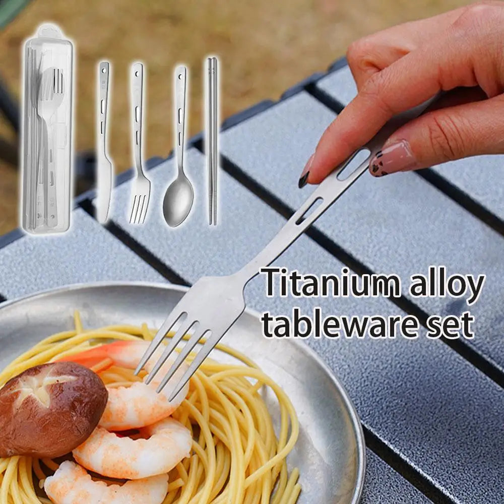 Travel Camping Utensils Set Lightweight Outdoor Survival Cutlery Spoon Knife Fork Chopsticks Durable Hiking Tableware