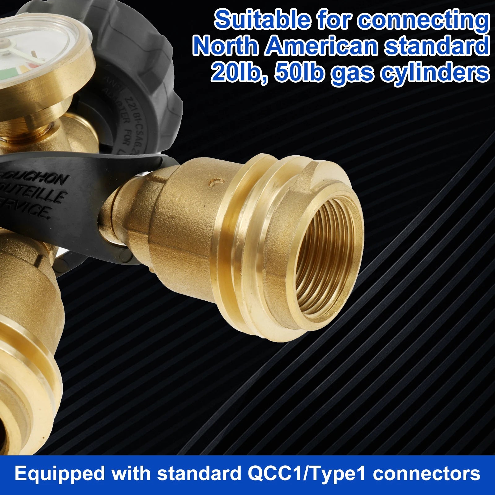 1/2/3 Way Propane Splitter with Gauge Brass Propane Tank 3Y Splitter Adapter Premium Propane Gas Splitter QCC1/Type1 Propane