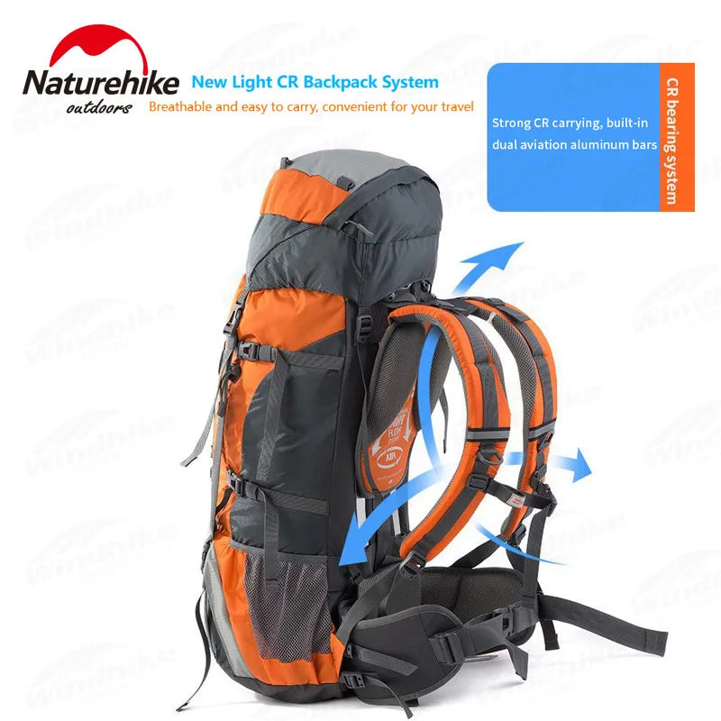Naturehike 70+5L Hiking Backpack w/ Rain Cover