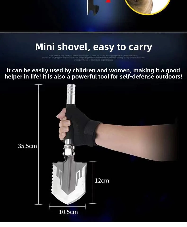 Hot selling car mounted outdoor equipment, multifunctional folding engineering shovel, convenient military shovel, camping tool