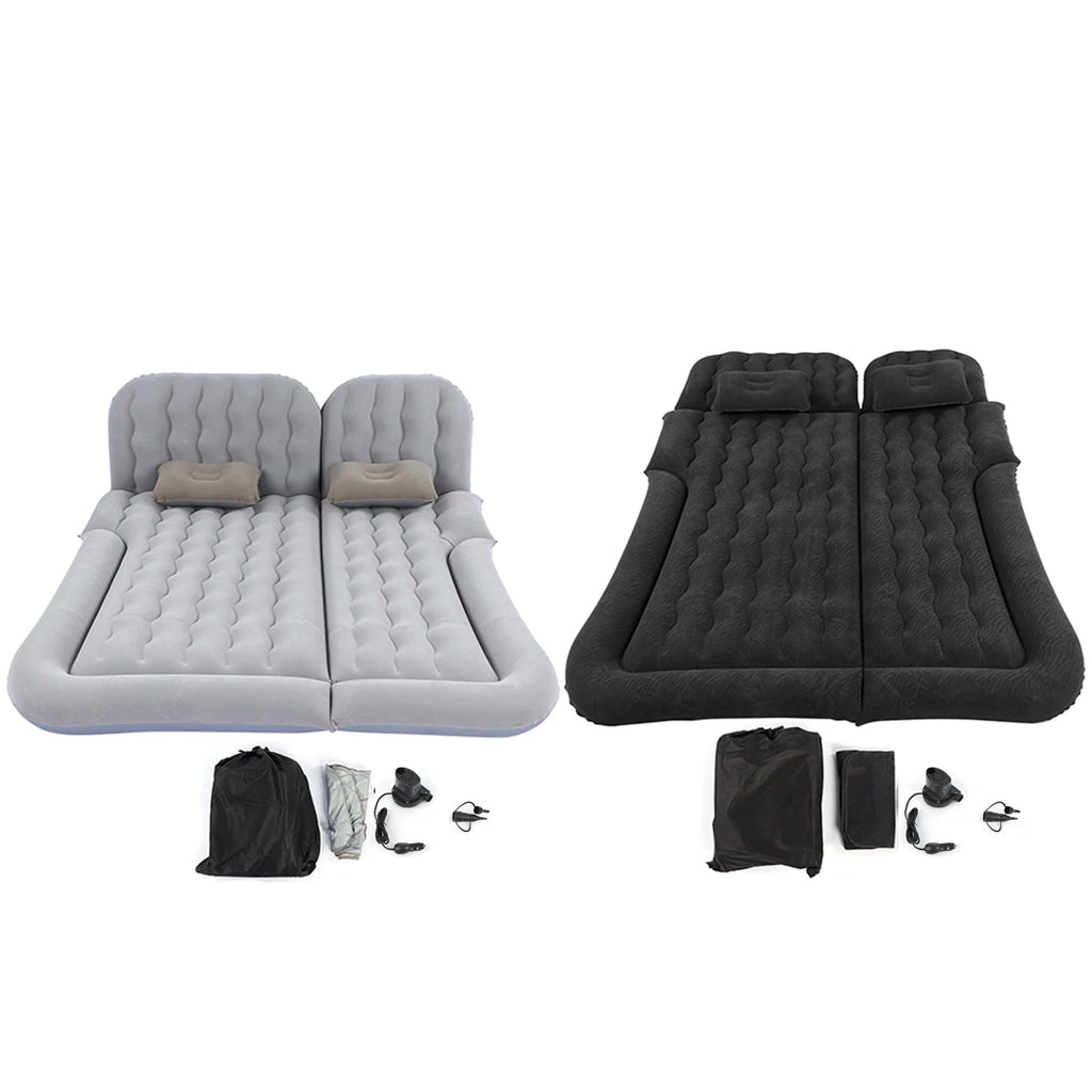 Car Inflatable Bed 2‑In‑1 Multifunction Inflatable Travel Mattress PVC Flocking Soft Sleeping Rest Cushion for Car SUV