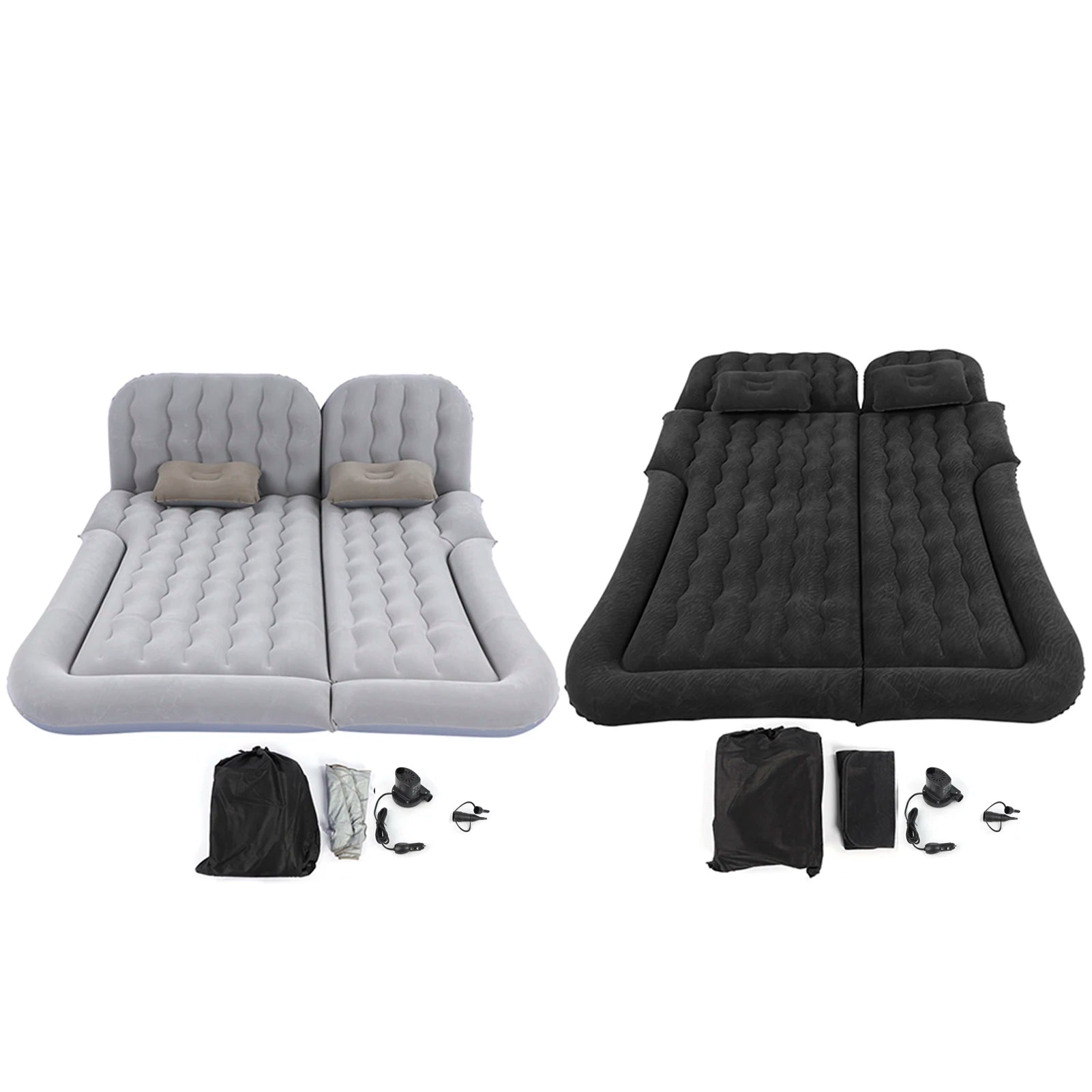 Car Inflatable Bed 2‑In‑1 Multifunction Inflatable Travel Mattress PVC Flocking Soft Sleeping Rest Cushion for Car SUV