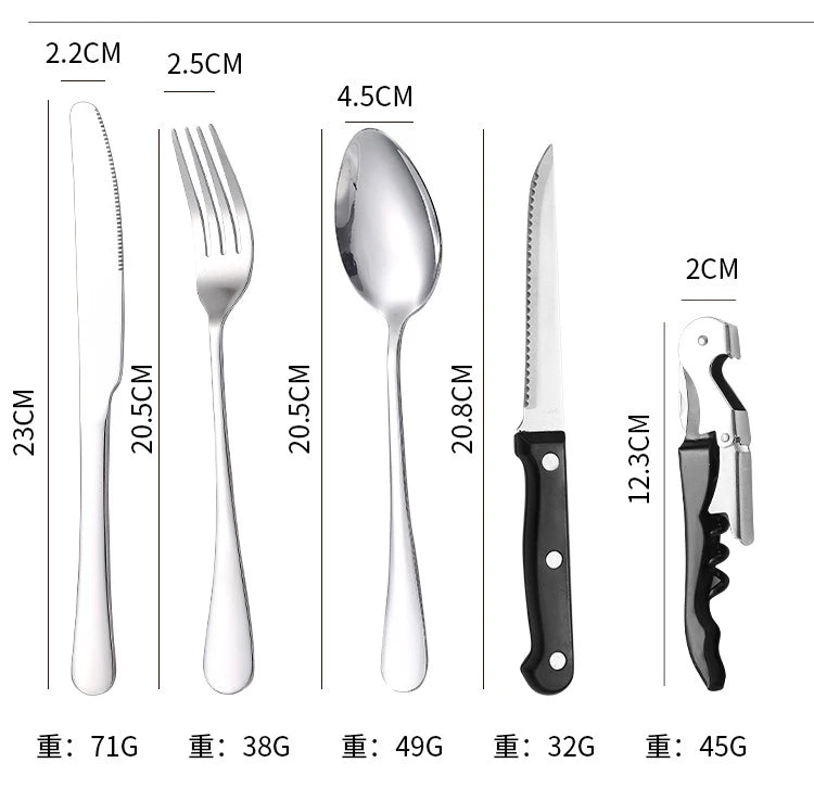 Ultimate Camping Tableware Set with Bag Portable Cutlery Kit for Outdoors Camping Utensils Including Steak Knives,Forks,Spoons