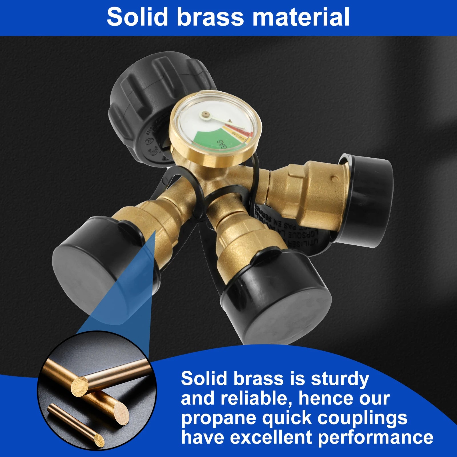 1/2/3 Way Propane Splitter with Gauge Brass Propane Tank 3Y Splitter Adapter Premium Propane Gas Splitter QCC1/Type1 Propane