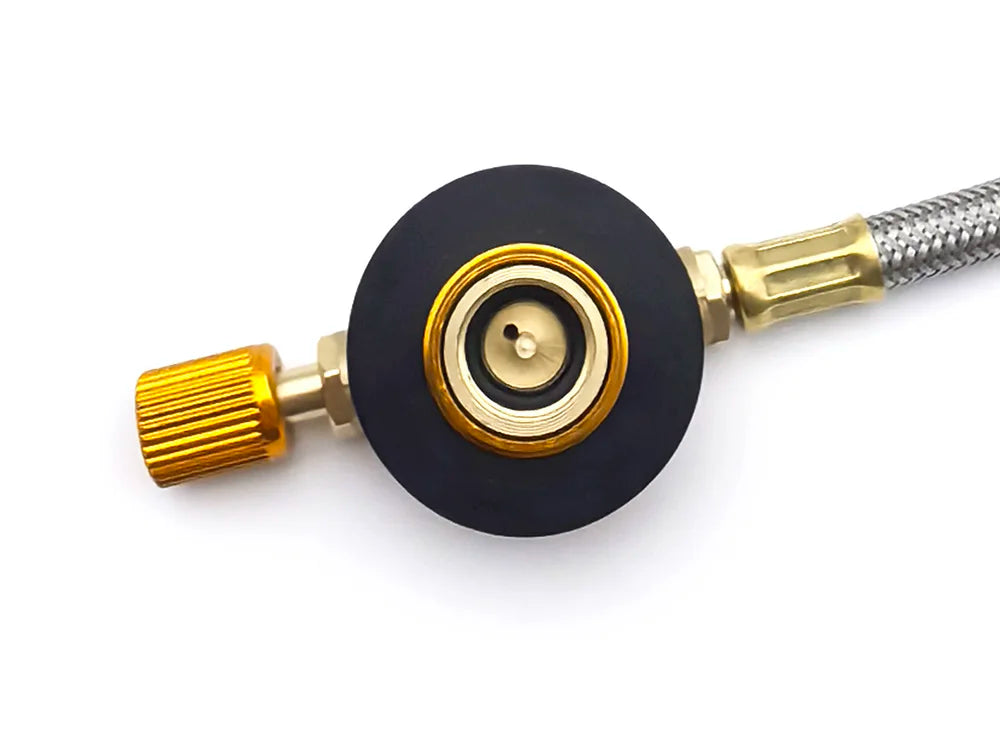 Gas Canister Extension Hose with Control Valve 100cm Stainless Steel Braided Tube with Mapp Gas Adaptor for Camping Stove
