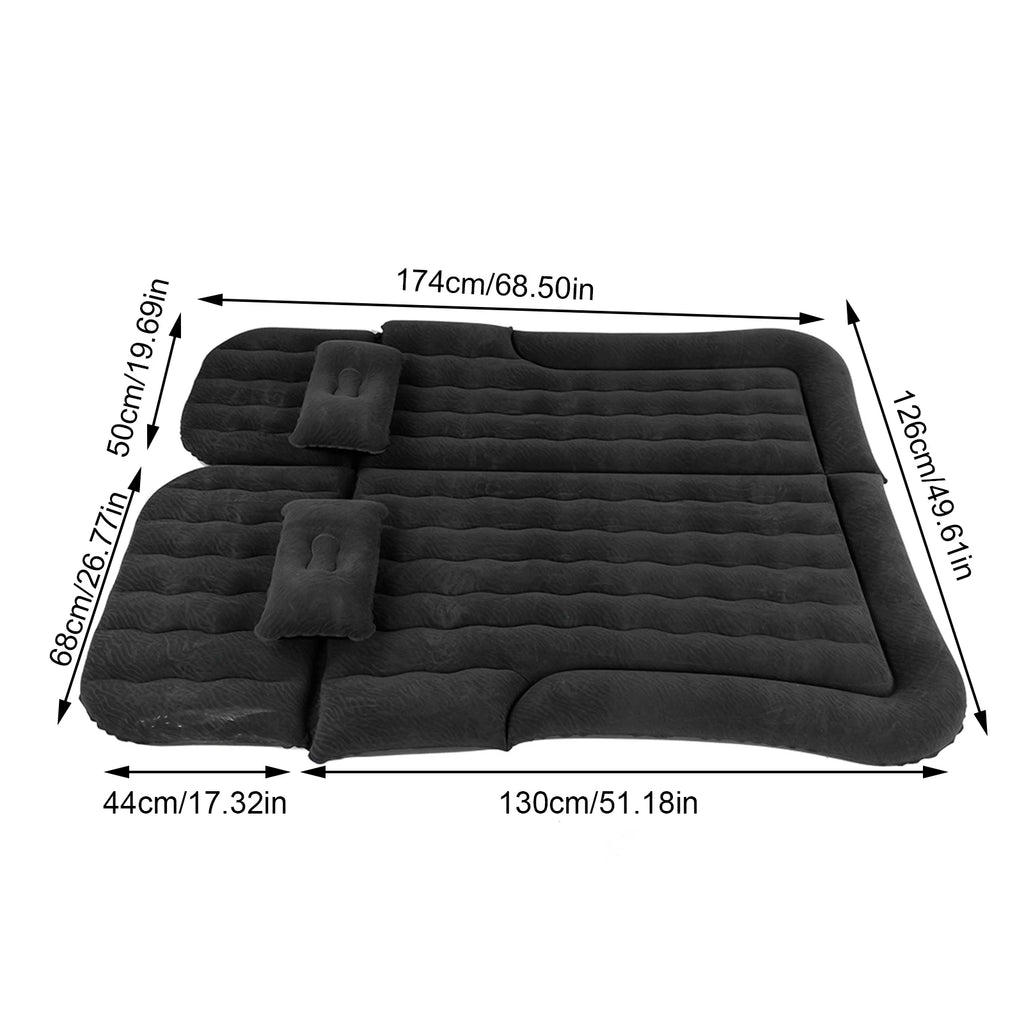 Car Inflatable Bed 2‑In‑1 Multifunction Inflatable Travel Mattress PVC Flocking Soft Sleeping Rest Cushion for Car SUV