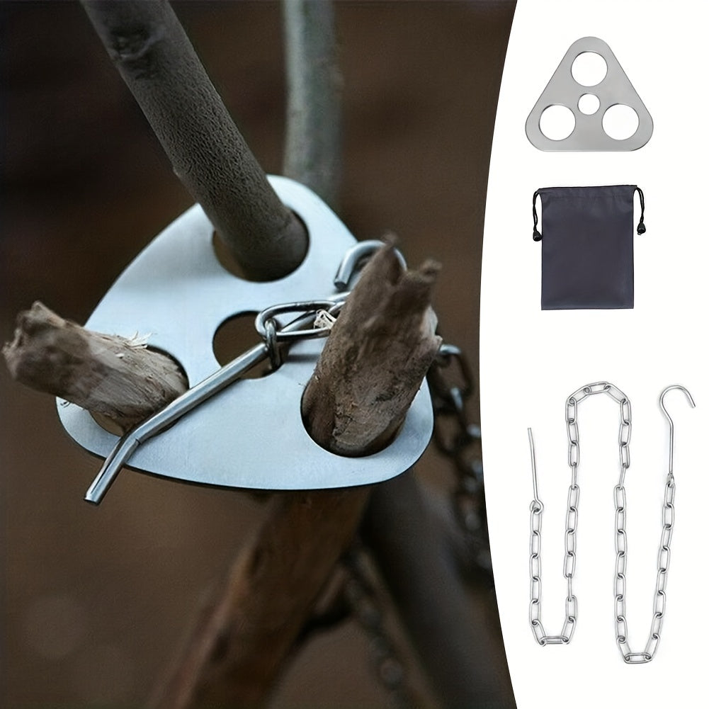 Portable Camping Gear and Equipment  Detachable Outdoor Barbecue Tripod Hanging Rack  Campfire Cooking Accessories Set
